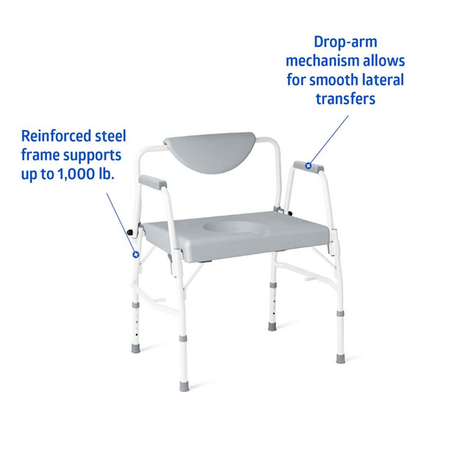 Medline Bariatric Steel Drop-Arm Commode