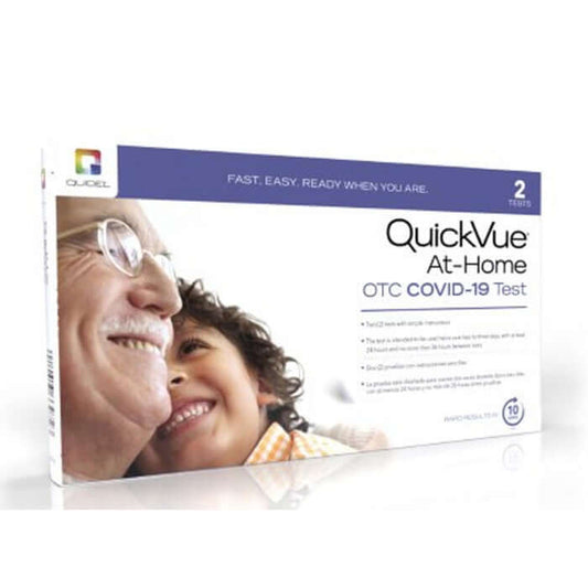 Quidel QuickVue COVID-19 Rapid Antigen At Home Test Kit with 2 Tests. Results in 10 Minutes.